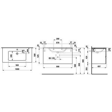 LAUFEN Тумба с умывальником подвесная PRO S (H8619654801041)